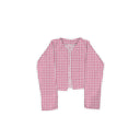 Anthia Gingham Fuchsia Cropped Quilted Jacket
