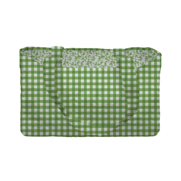 Anthia Gingham Green Quilted Tote