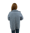 Anthia Gingham Navy Quilted Snap Jacket
