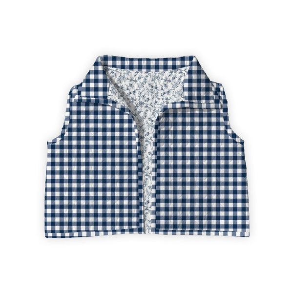 Anthia Gingham Navy Quilted Cate Vest