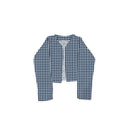 Anthia Gingham Navy Cropped Quilted Jacket