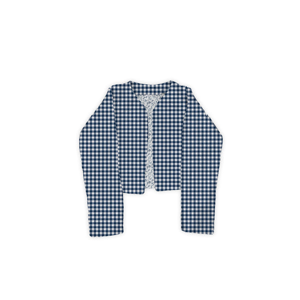 Anthia Gingham Navy Cropped Quilted Jacket