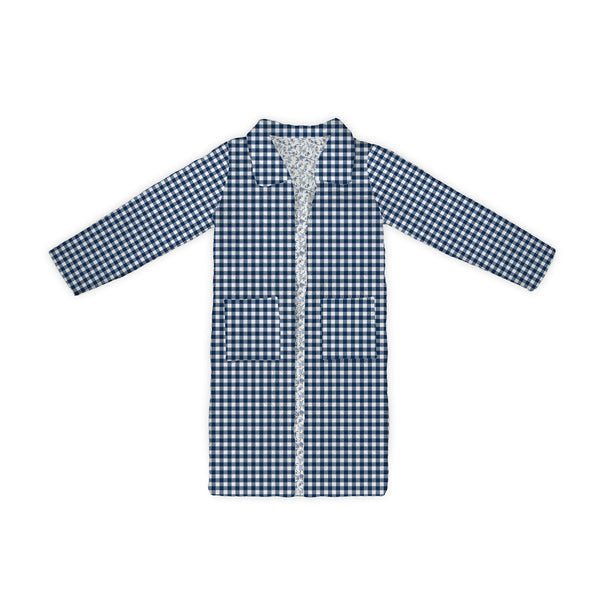 Anthia Gingham Navy Quilted Duster