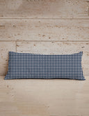 Anthia Gingham Navy Quilted Oblong 14" x33" Pillow
