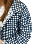 Anthia Gingham Navy Quilted Snap Jacket