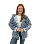 Anthia Gingham Navy Quilted Snap Jacket