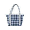 Anthia Gingham Navy Zipper Tote Bag