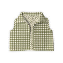 Anthia Gingham Olive/Linen Quilted Cate Vest