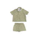 Anthia Gingham Olive/Linen Shorty Pajama Set