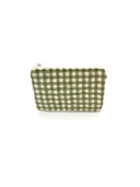 Anthia Gingham Olive/Linen Makeup Bag