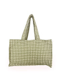 Anthia Gingham Olive/Linen Quilted Tote