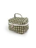 Anthia Gingham Olive/Linen Quilted Travel Case