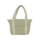 Anthia Gingham Olive/Linen Zipper Tote Bag