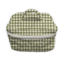 Anthia Gingham Olive/Linen Quilted Travel Case