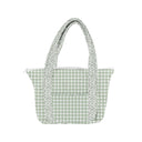 Anthia Gingham Sage Zipper Tote Bag
