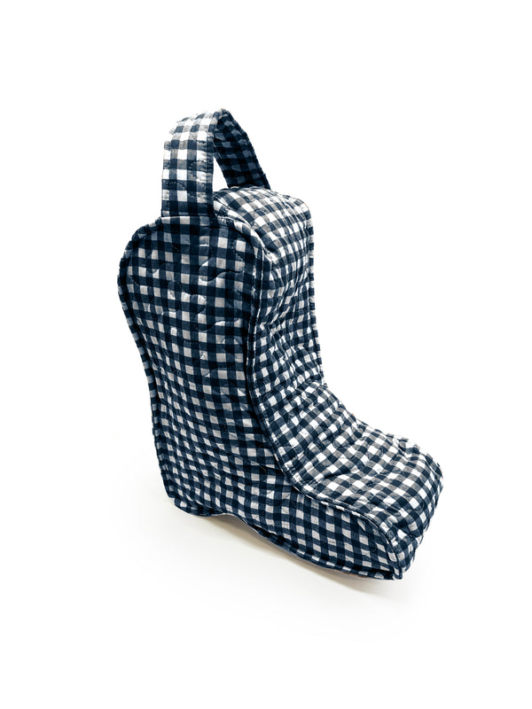 Anthia Gingham Navy Quilted Boot Bag