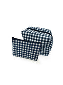 Anthia Gingham Navy Quilted Makeup Bag