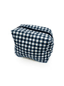Anthia Gingham Navy Quilted Makeup Bag
