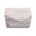 Anthia Gingham Pink Quilted Makeup Bag