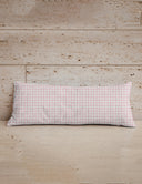 Anthia Gingham Light Pink Quilted Oblong 14"x33" Pillow