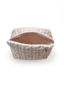 Anthia Gingham Pink Quilted Makeup Bag