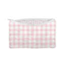 Anthia Gingham Pink Quilted Makeup Bag