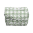 Anthia Gingham Sage Quilted Makeup Bag