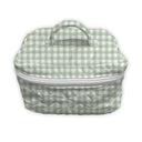 Anthia Gingham Sage Quilted Travel Case