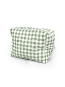 Anthia Gingham Sage Quilted Makeup Bag