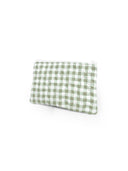 Anthia Gingham Sage Quilted Makeup Bag