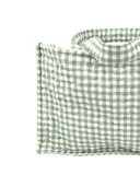 Anthia Gingham Sage Quilted Tote