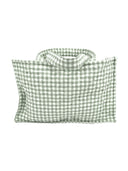 Anthia Gingham Sage Quilted Tote