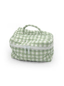Anthia Gingham Sage Quilted Travel Case
