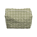 Anthia Gingham Olive/Linen Makeup Bag