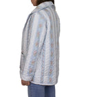 Bella Stripe Blue Quilted Snap Jacket