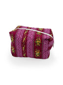 Bella Stripe Berry Quilted Makeup Bag