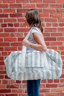 Bella Stripe Blue Quilted Weekender Duffle Bag