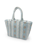 Bella Stripe Blue Quilted Handbag