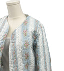 Bella Stripe Blue Cropped Quilted Jacket