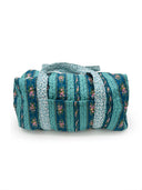 Bella Stripe Peacock Quilted Weekender Duffle Bag