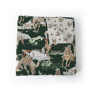 quilt with horse and rider pattern on a white background