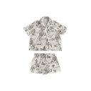 Aledo Toile Linen / Black Shorty Pajama Set