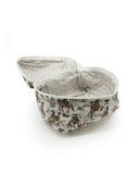 Fabric cosmetic bag with a pattern of horses on a white background