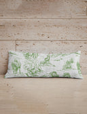 Buffalo Toile Green Quilted Oblong 14" x33" Pillow