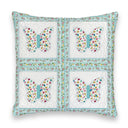 Butterfly Patchwork Turquoise Quilted 20" Pillow