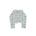Butterfly Patchwork Turquoise Cropped Quilted Jacket