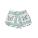 Butterfly Patchwork Turquoise Quilted Scallop Shorts *Web Exclusive*