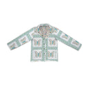 Butterfly Patchwork Turquoise Quilted Snap Jacket