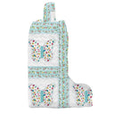 Butterfly Patchwork Turquoise Quilted Boot Bag