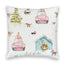 Cars and Dogs Pastel Quilted 20" Pillow
